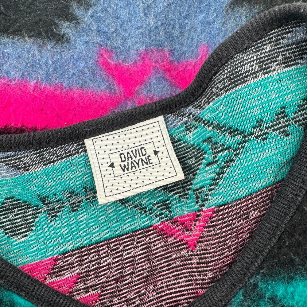 VTG David Wayne 80s Aztec Womens Sz Medium Button Down Fleece Cardigan - Picture 5 of 7